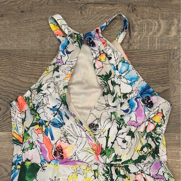 EXPRESS Womens Size 2 Watercolor Floral Fit Flare  Dress Y2K Party Going Out - Picture 14 of 15